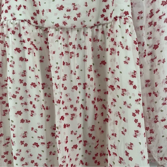 Mi Ami Dainty Floral Flowy Mini Dress Cream Pink Red Valentine’s Day Women’s Med - Picture 3 of 8
